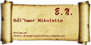 Böhmer Nikoletta névjegykártya