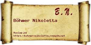Böhmer Nikoletta névjegykártya