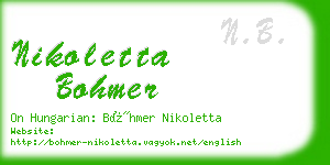 nikoletta bohmer business card